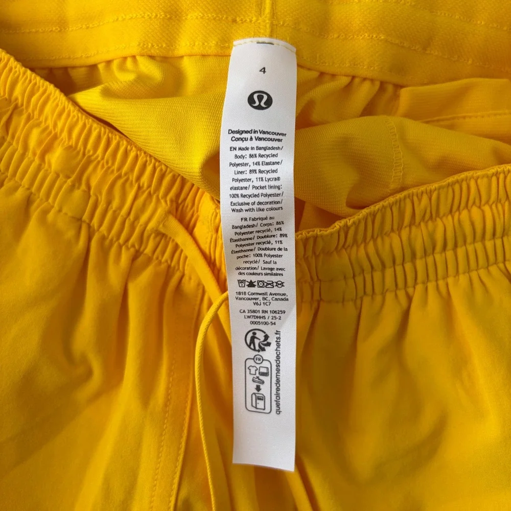 Lululemon Pace Rival High-Rise Short Women 4 Yellow 3" Inseam Athletic Running - Picture 4 of 5